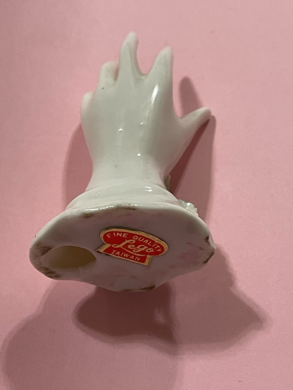 Vintage Porcelain Lego Miniature Hand w/ Flowers Hand Jewelry Display - Picture 2 of 11